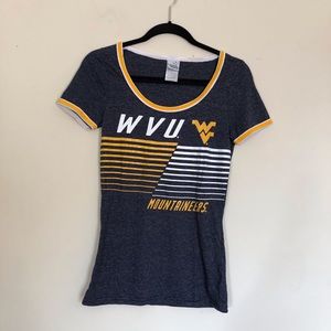 West Virginia S Mountaineers Stripes Blue Gold Tee